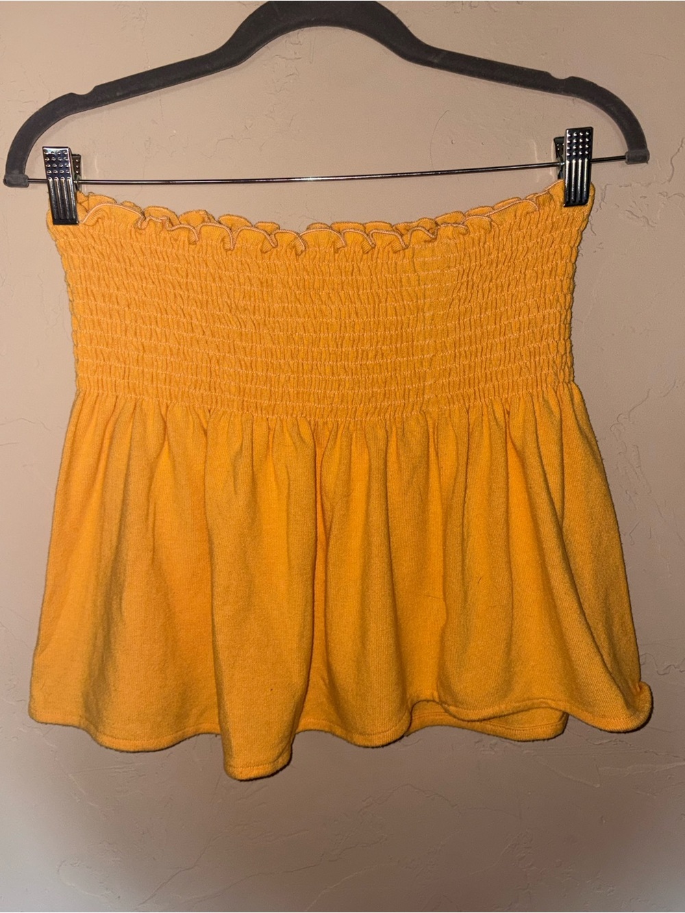 STARK X Mustard Yellow Smocked Ruffle Mini Skirt Size S
